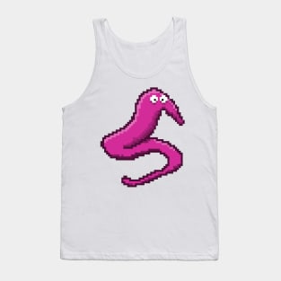 Pink Fuzzy Worm On A String Meme Pixel Art Tank Top